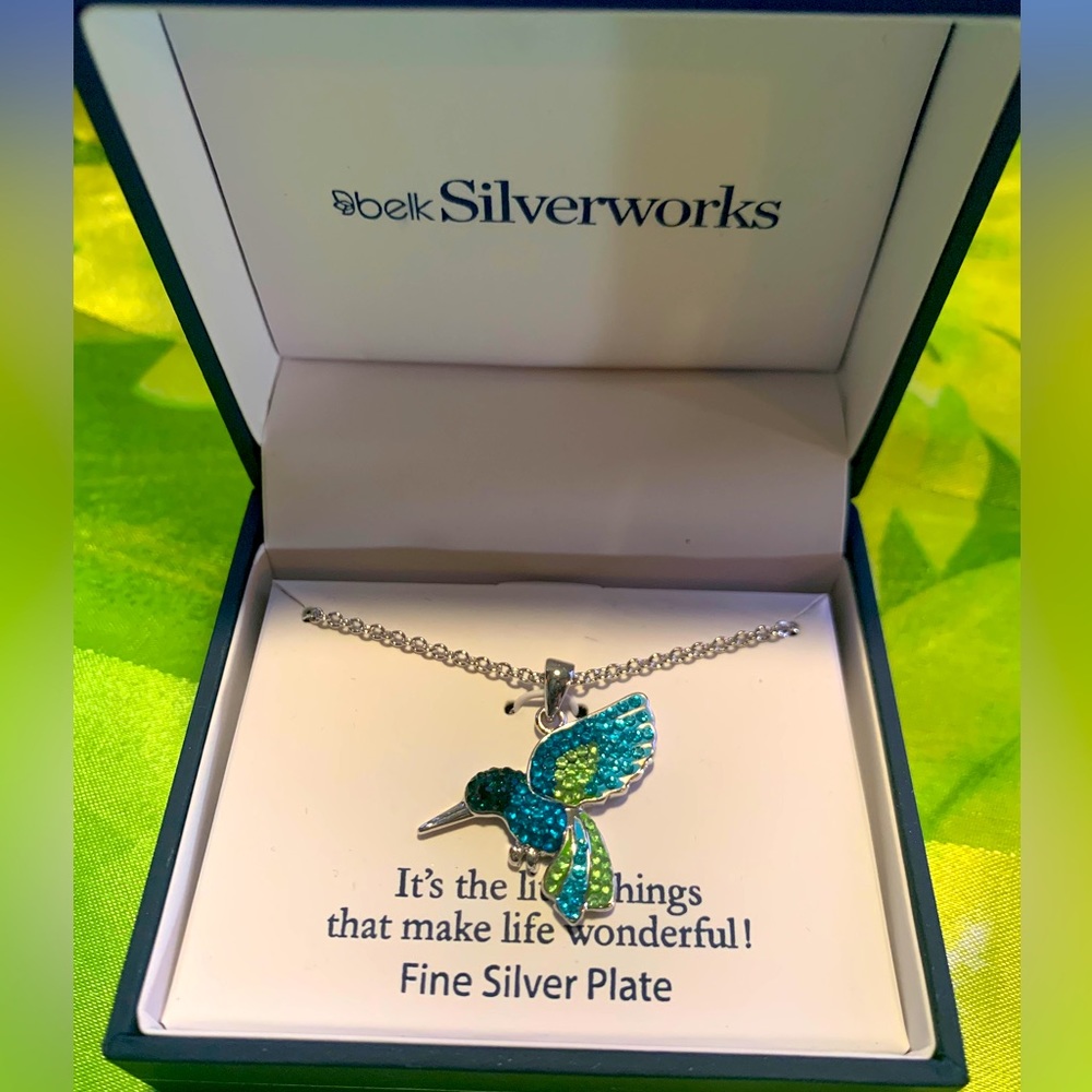 Hummingbird necklace with silver chain (16”)